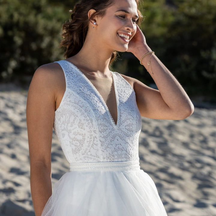 Ceinture de mariée Elif BELT9 en satin et perles transparentes