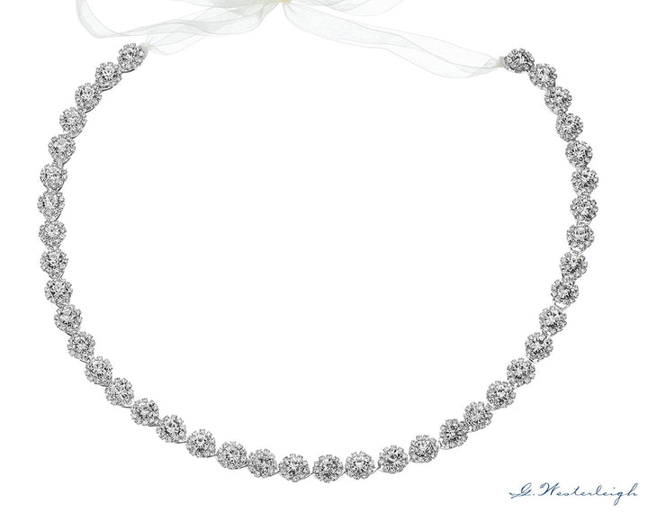 Ceinture de mariée WS-J013 argent, nouage dans le dos