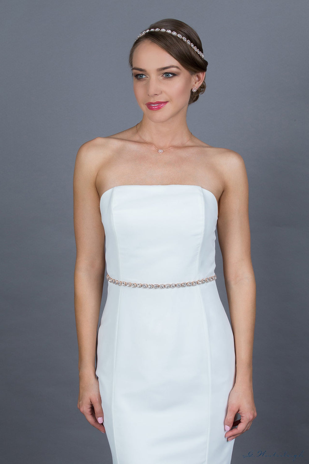 Ceinture de mariée WS-J013 or rose, détail du galon
