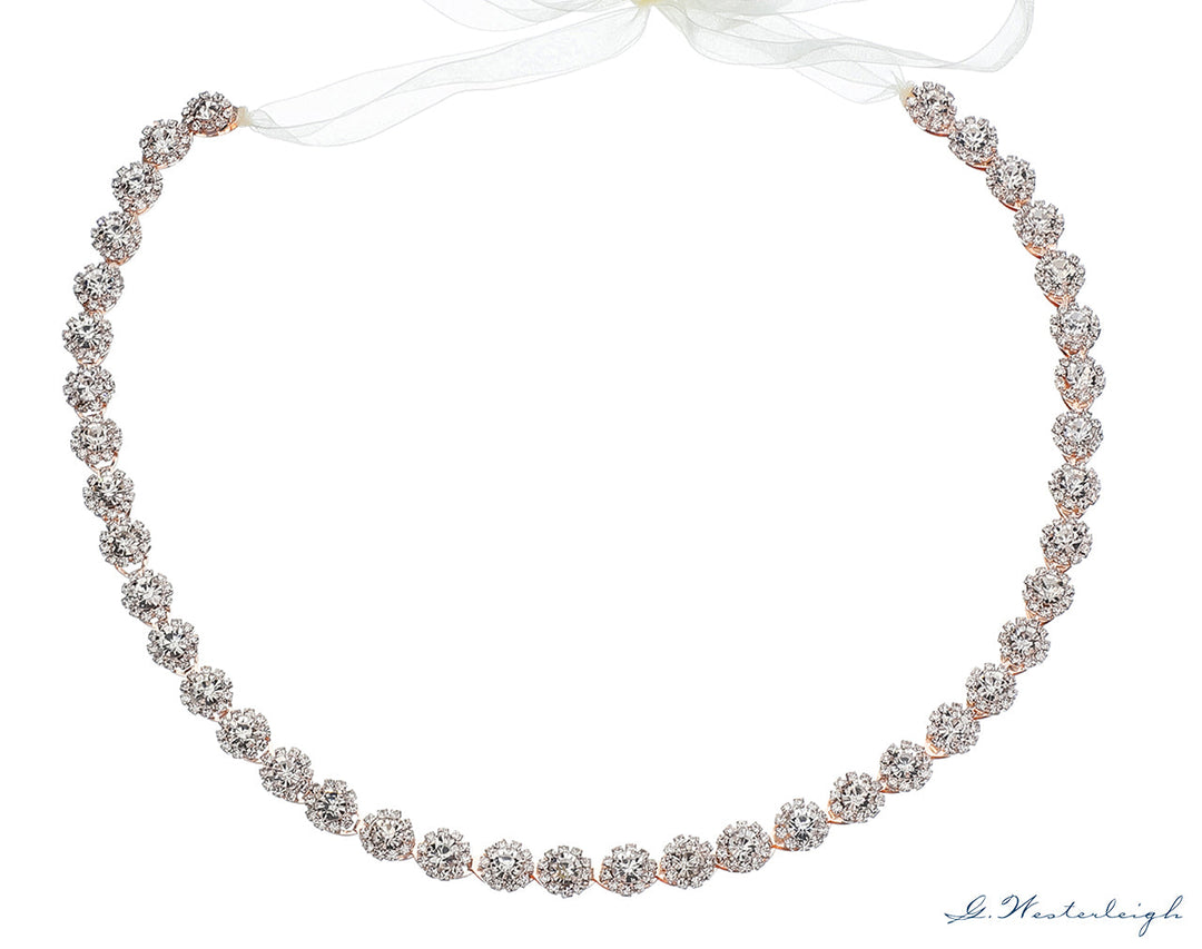 Ceinture de mariée WS-J013 or rose vue à plat