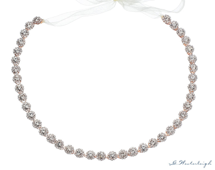 Ceinture de mariée WS-J013 or rose vue à plat
