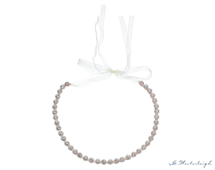 Ceinture de mariée WS-J013 or rose, nouage dans le dos