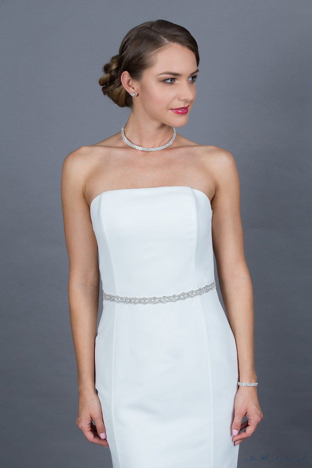 Ceinture de mariée WS-J018 argent, détail du motif de volutes