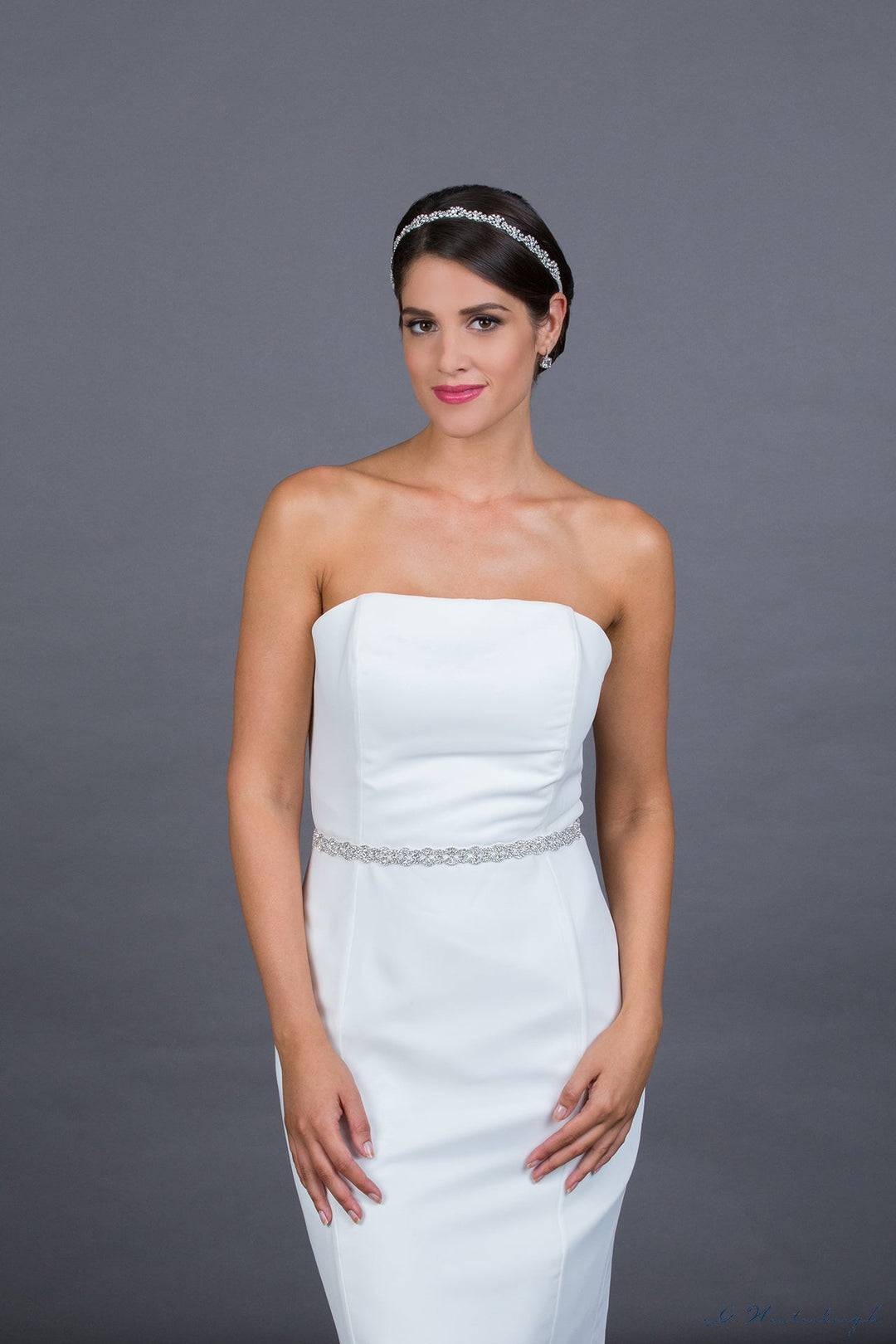 Ceinture de mariée WS-J018 argent vue à plat