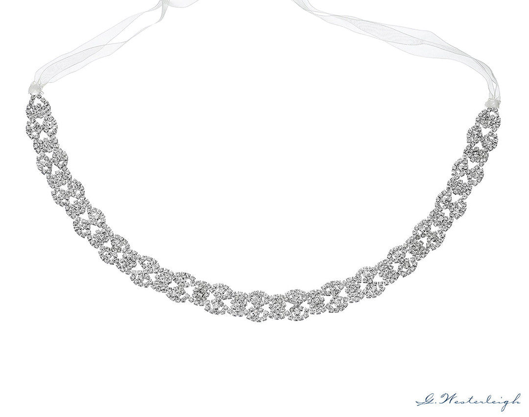 Ceinture de mariée WS-J018 argent, nouage dans le dos