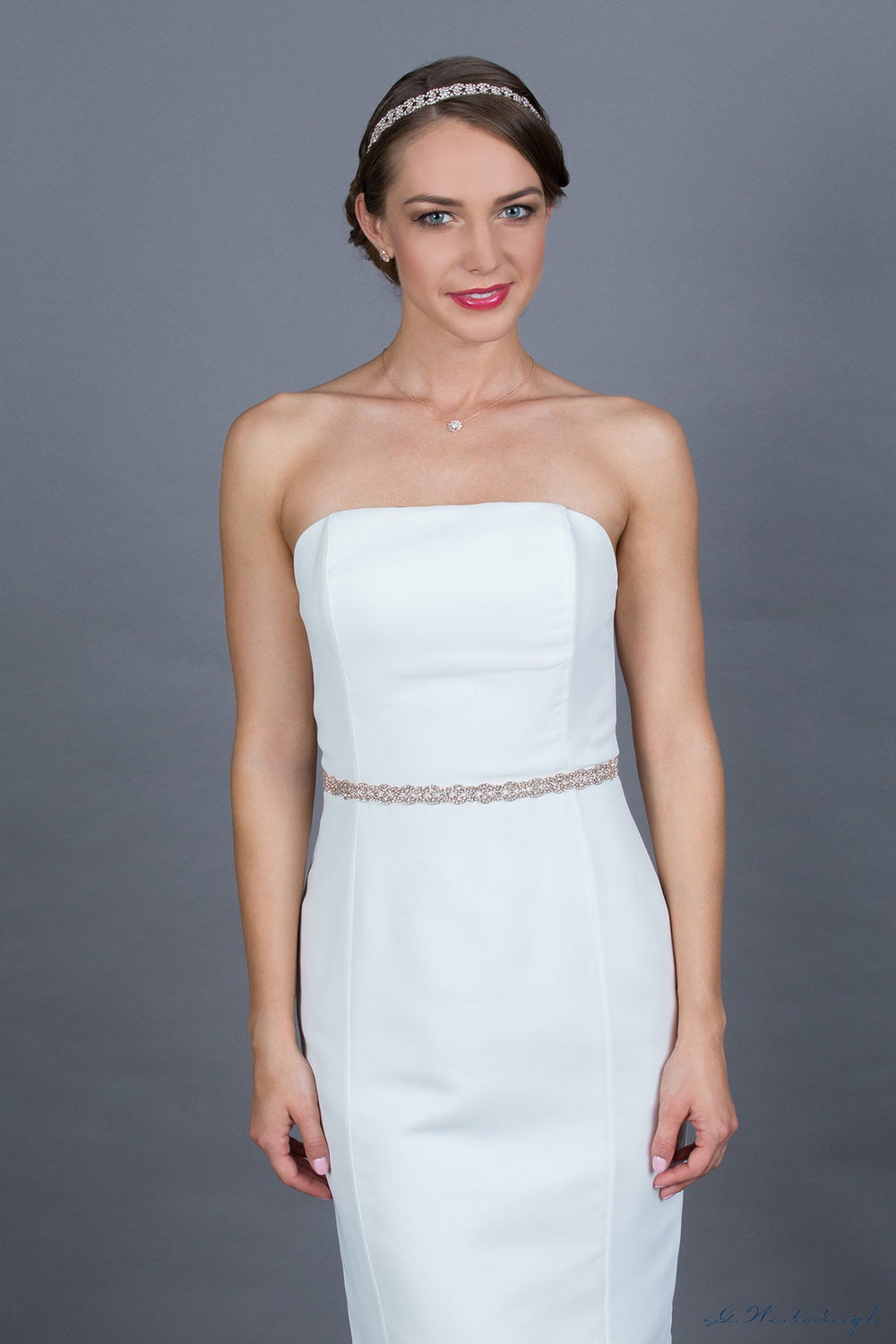Ceinture de mariée WS-J018 or rose, détail du motif de volutes