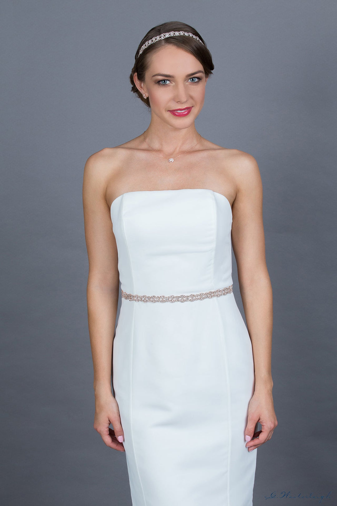 Ceinture de mariée WS-J018 or rose, détail du motif de volutes