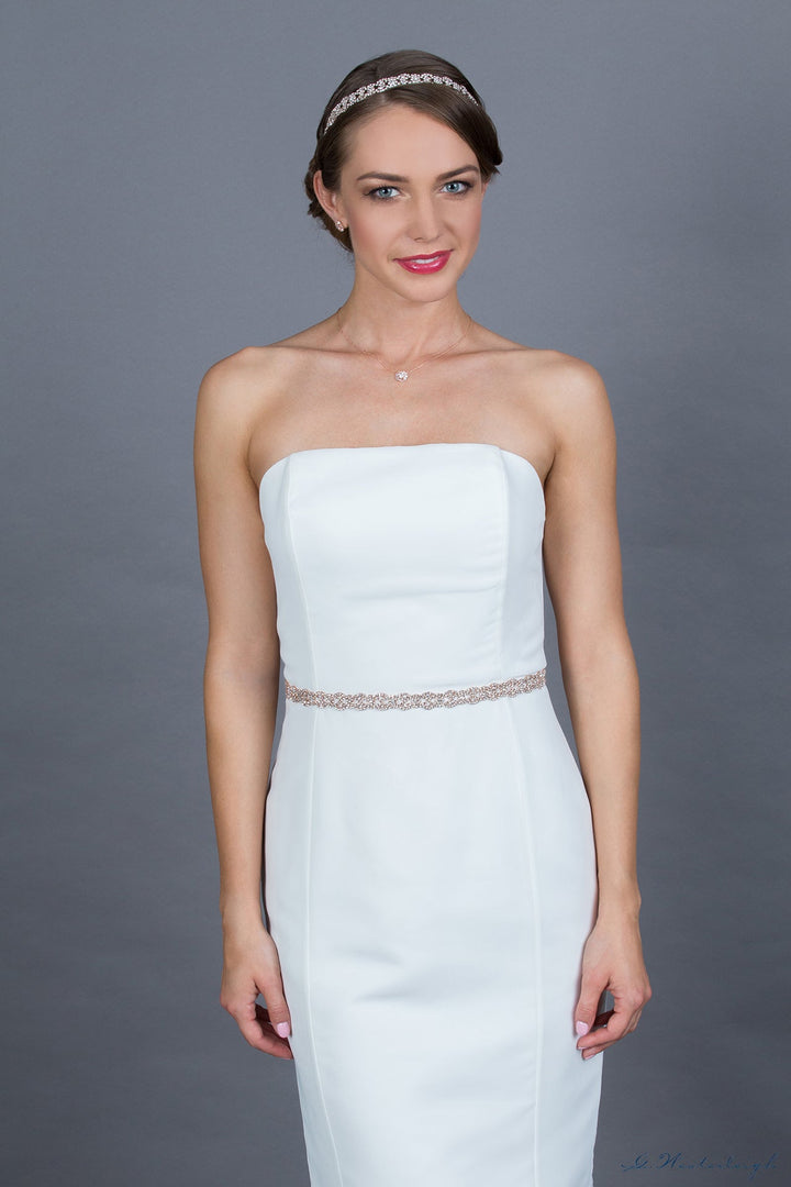 Ceinture de mariée WS-J018 or rose, détail du motif de volutes