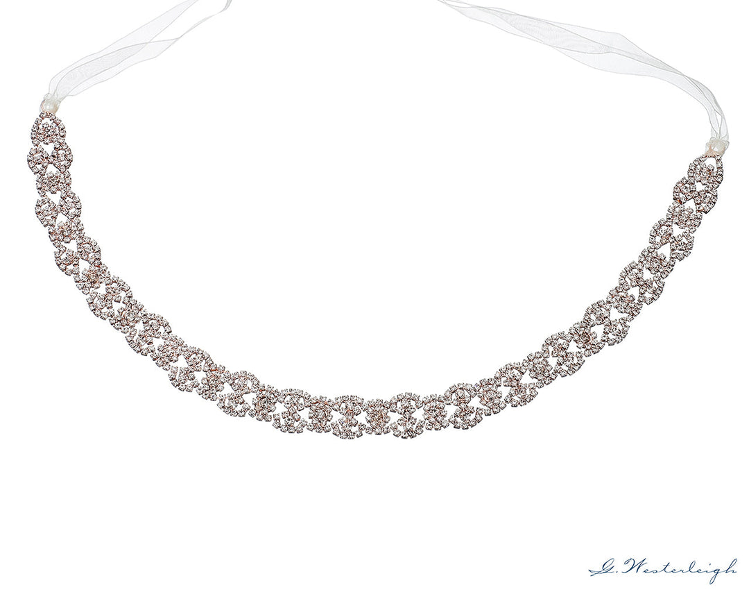 Ceinture de mariée WS-J018 or rose vue à plat