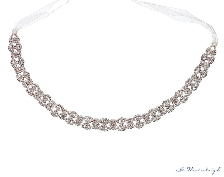 Ceinture de mariée WS-J018 or rose vue à plat
