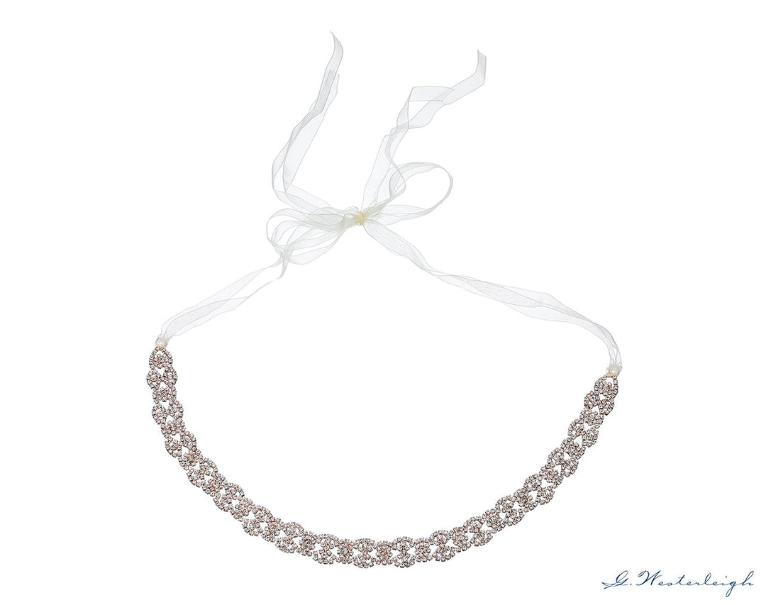 Ceinture de mariée WS-J018 or rose, nouage dans le dos