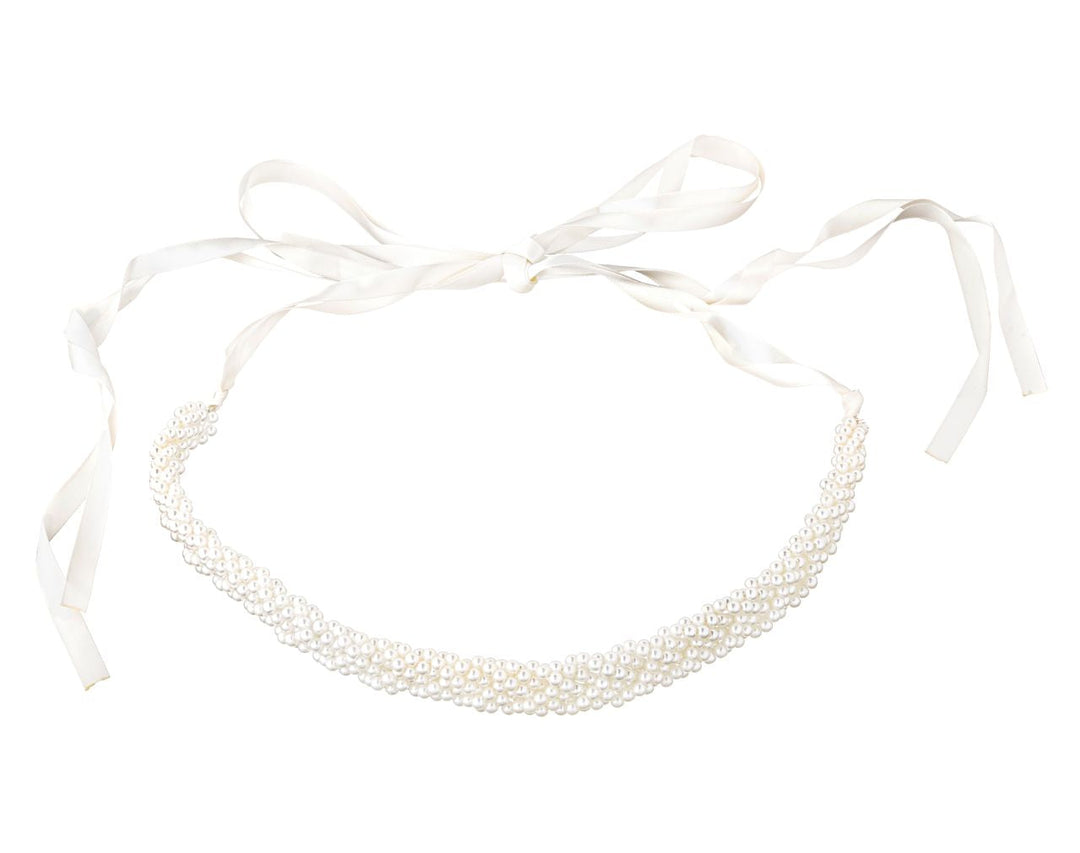 Ceinture de mariée WS-J242 en perles portée sur une robe