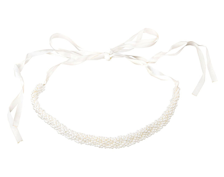 Ceinture de mariée WS-J242 en perles portée sur une robe