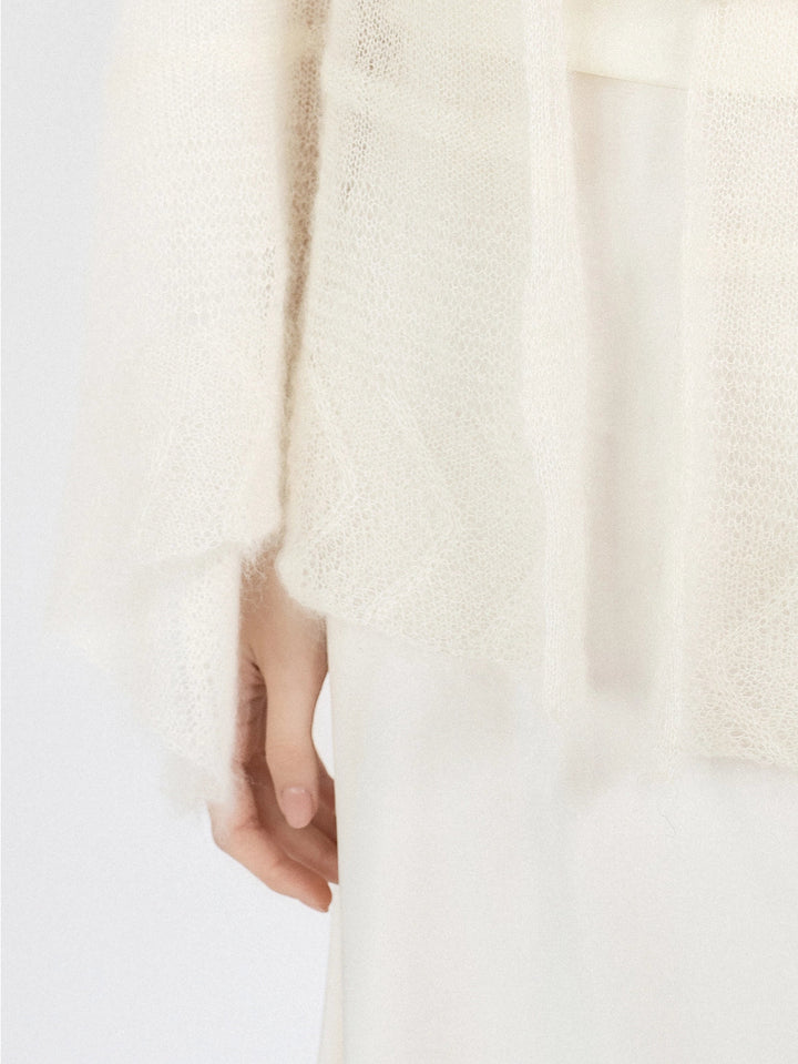 Châle de mariée Hanna – superkid mohair, ivoire WOOL HOUSE