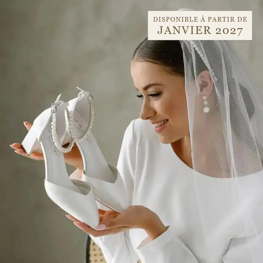 Chaussures de mariée Madison pied large, disponibles à partir de janvier 2027