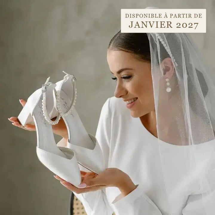 Chaussures de mariée Madison pied large, disponibles à partir de janvier 2027