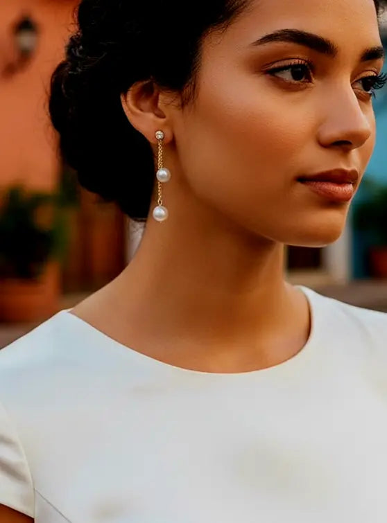 Clous d’oreilles strass à perles nacrées amovibles.: Argent L'atelier du 6