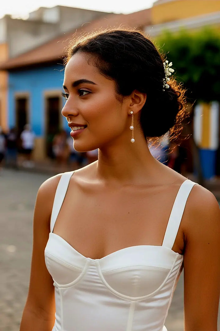 Clous d’oreilles strass à perles nacrées amovibles.: Argent L'atelier du 6