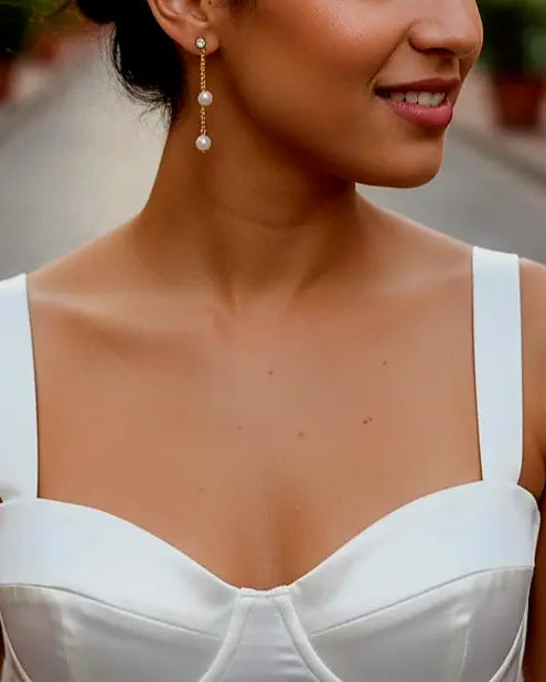 Clous d’oreilles strass à perles nacrées amovibles.: Argent L'atelier du 6