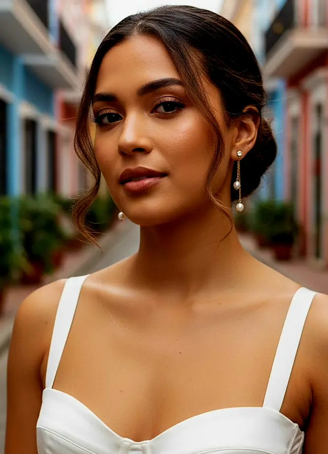 Clous d’oreilles strass à perles nacrées amovibles.: Argent L'atelier du 6