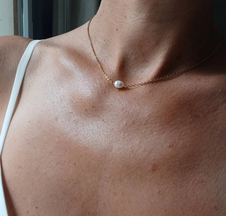 Collier De Dos Décolleté Court-Bijou Dos Nu À Nacre Et Perle: Or / Collier De Dos + Bo L'atelier du 6
