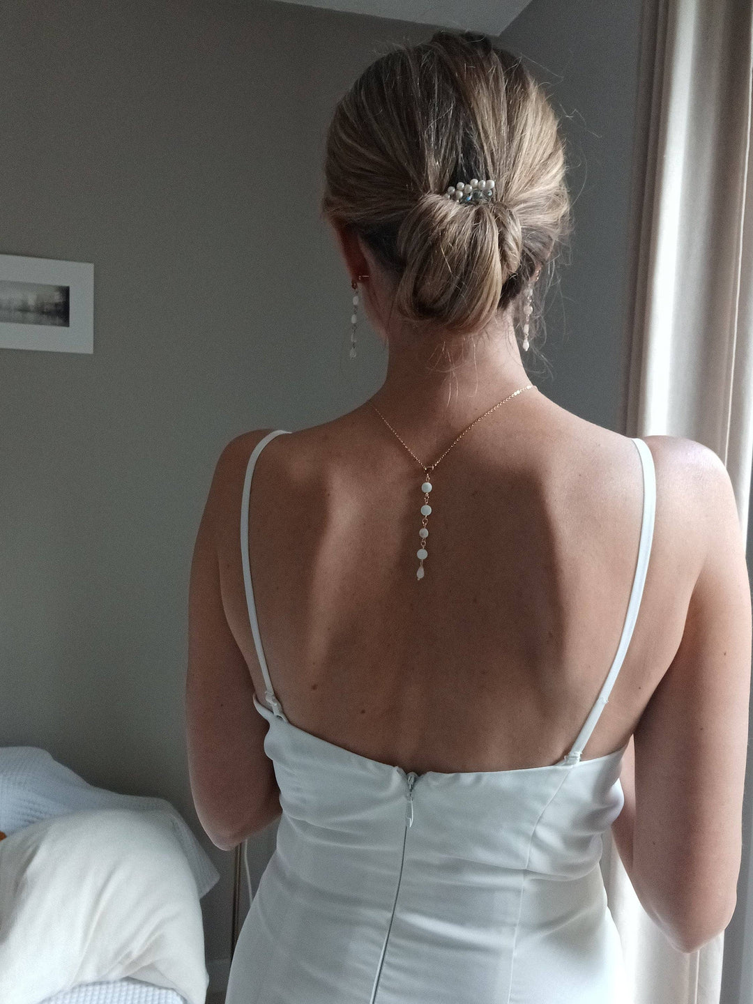 Collier De Dos Décolleté Court-Bijou Dos Nu À Nacre Et Perle: Or / Collier De Dos + Bo L'atelier du 6