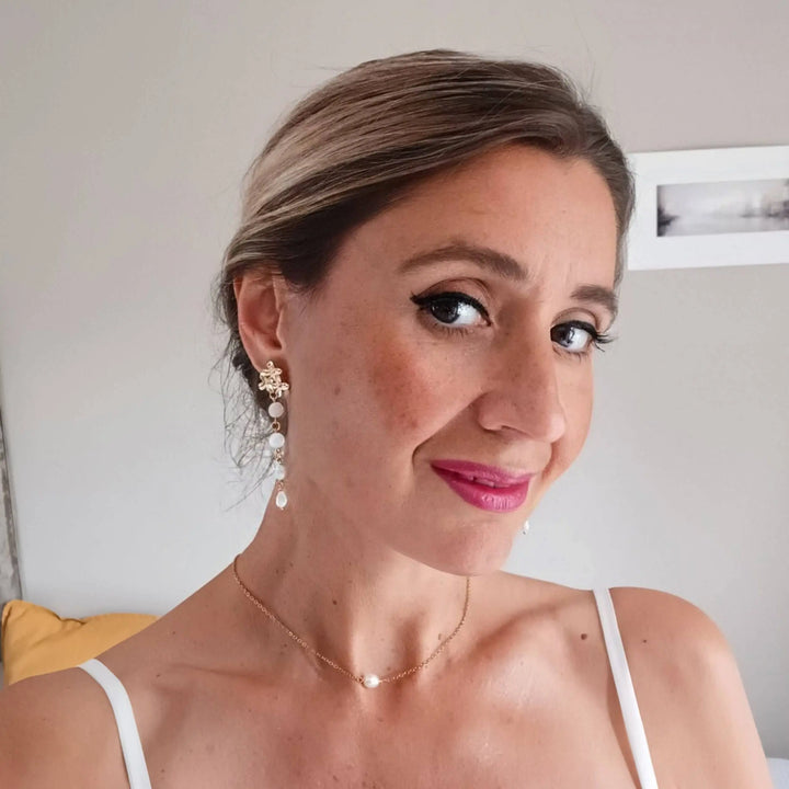 Collier De Dos Décolleté Court-Bijou Dos Nu À Nacre Et Perle: Or / Collier De Dos + Bo L'atelier du 6