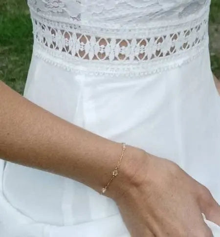 Collier De Dos Fin Pour La Mariée Avec Cristal Perlée-Bijoux: Argenté / Collier De Dos + Bra L'atelier du 6