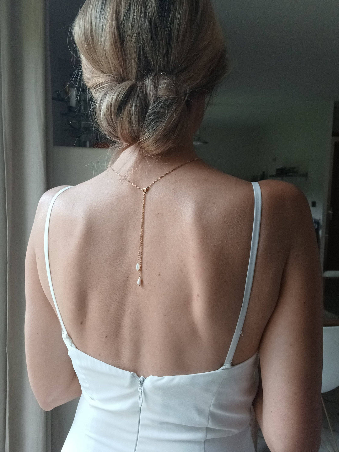 Collier De Dos Nu Amovible 2 En 1 Mariage- Perles De Nacre B: Or / Acier L'atelier du 6