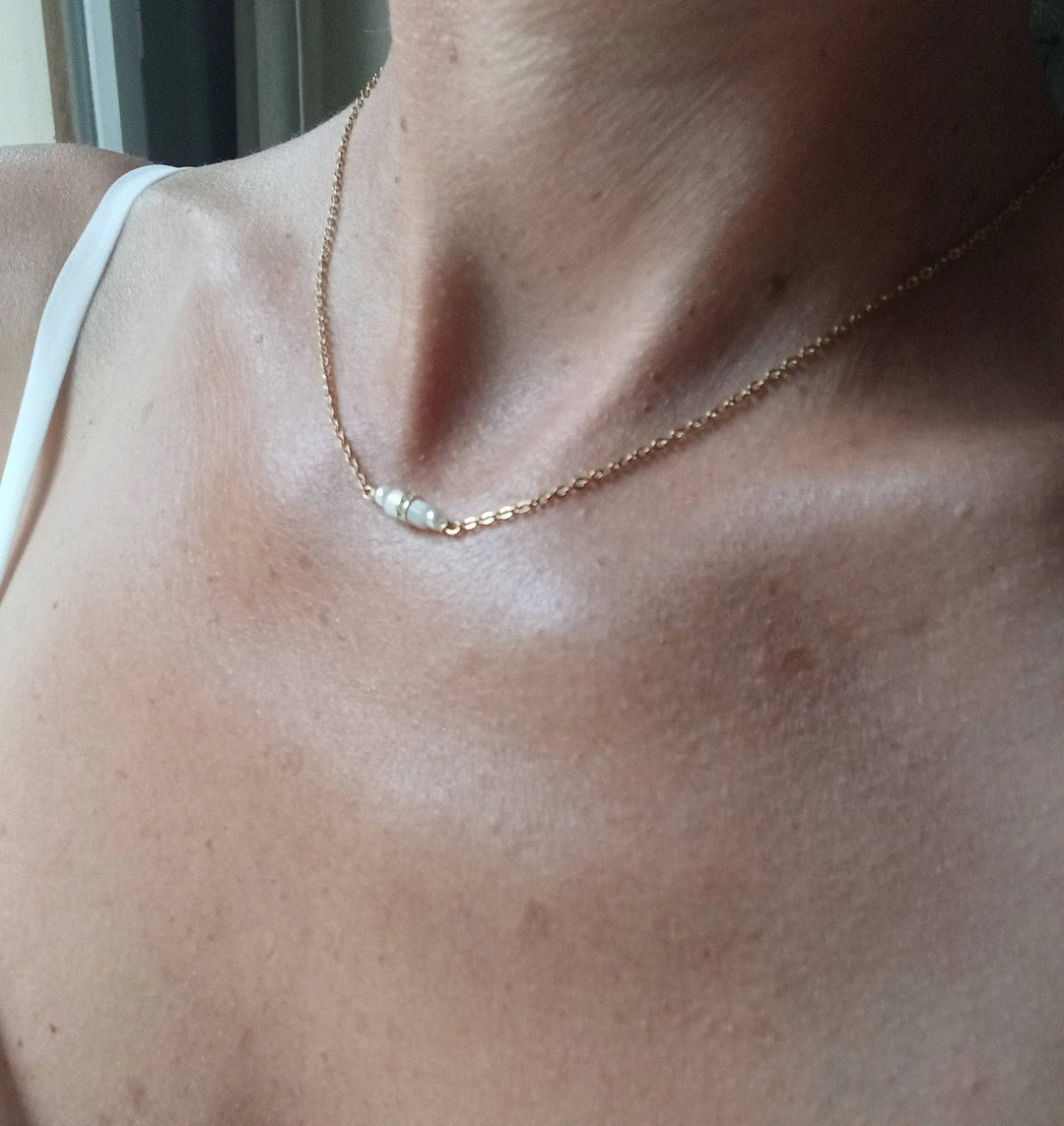 Collier De Dos Nu Amovible 2 En 1 Mariage- Perles De Nacre B: Or / Acier L'atelier du 6