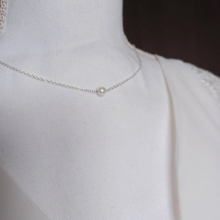 Collier Dos Nu Mariée À Perles Blanc Naturel- Bijou De Dos: Collier Seul Argent L'atelier du 6