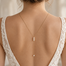 Collier de dos de mariée Louise – perles d'eau douce