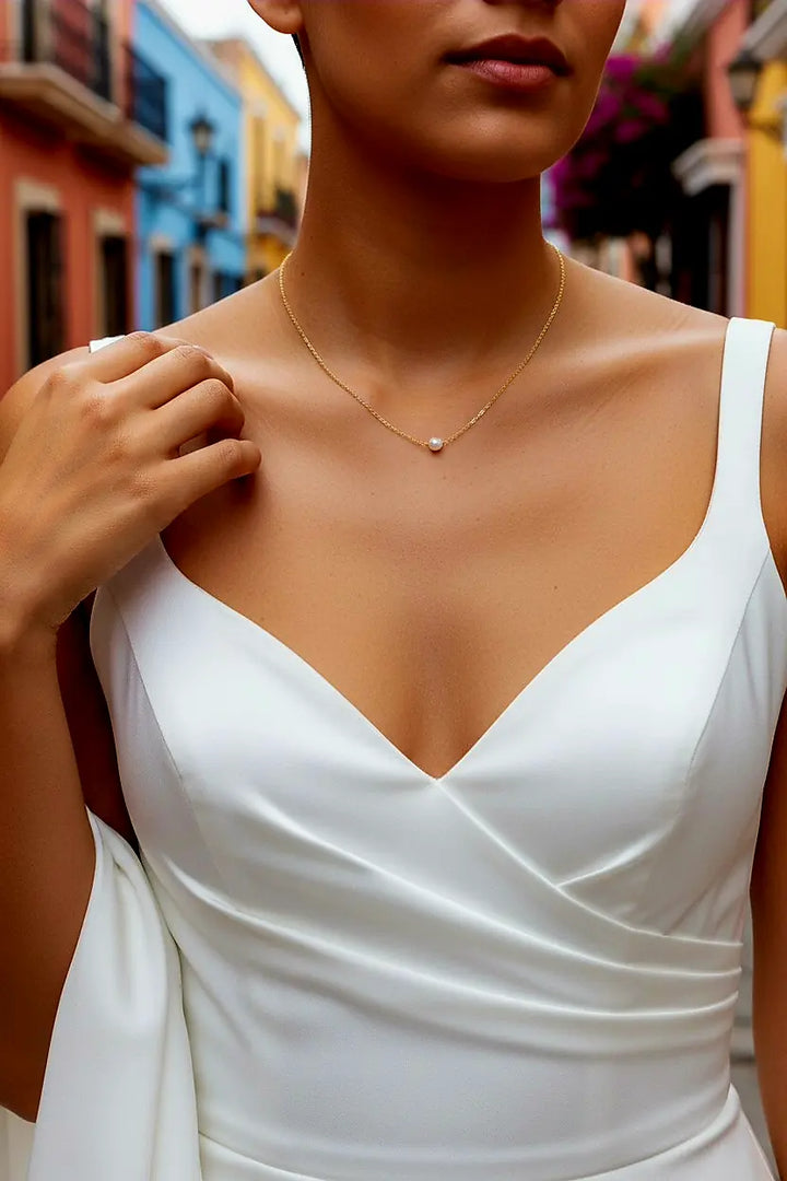 Collier de dos s'enfilant par la tête- bijoux mariage. : Doré L'atelier du 6