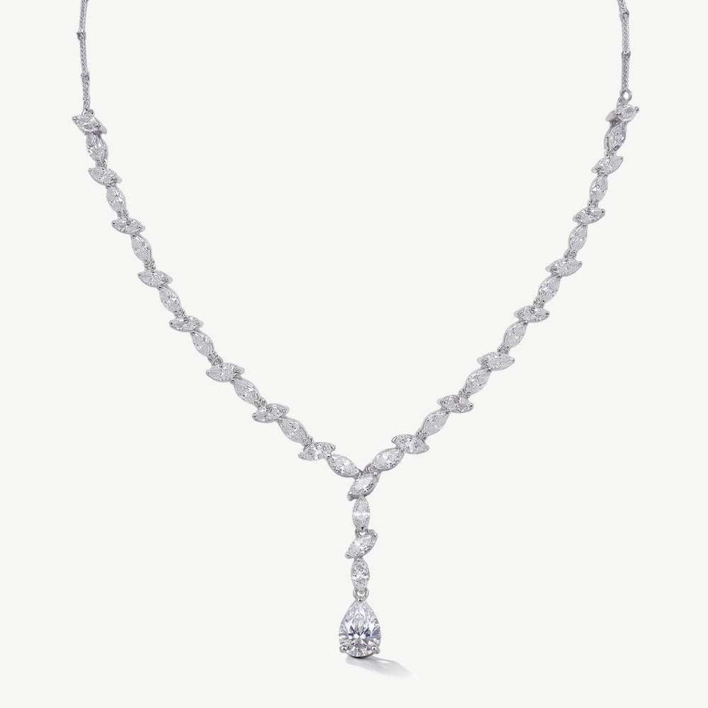 Collier de mariée Andorra zircons marquise rhodium