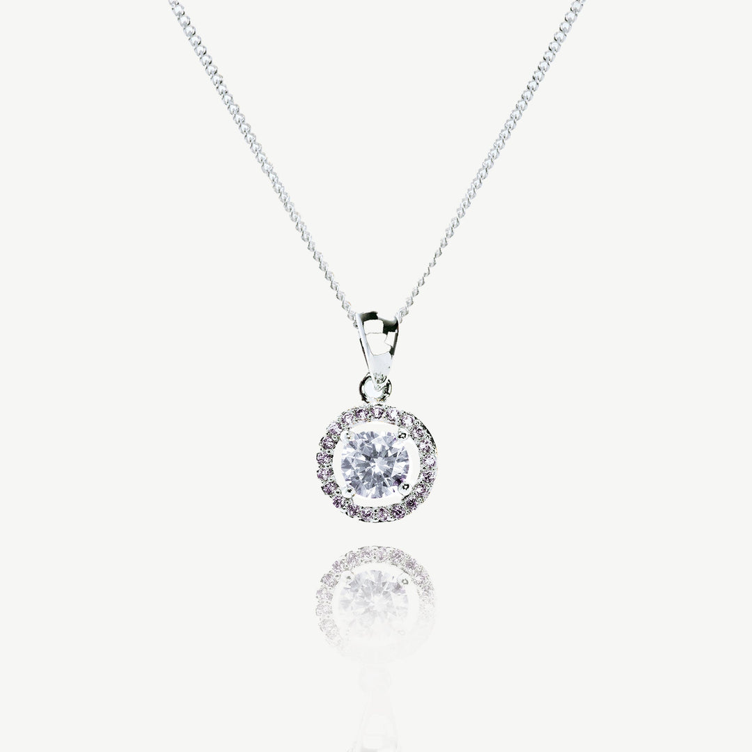 Collier de mariée Balmoral solitaire zircon rhodium