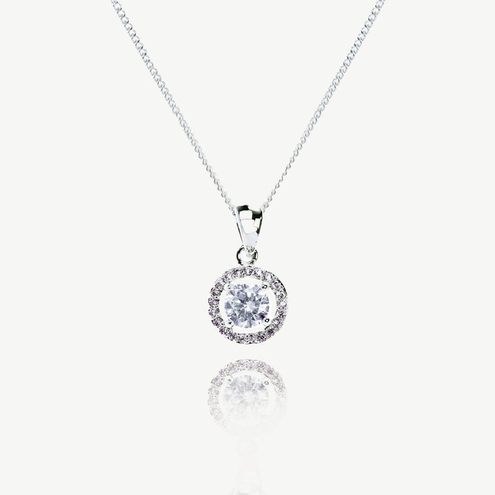 Collier de mariée Balmoral solitaire zircon rhodium