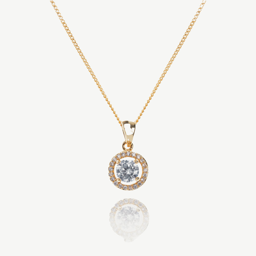 Collier de mariée Balmoral solitaire zircon doré