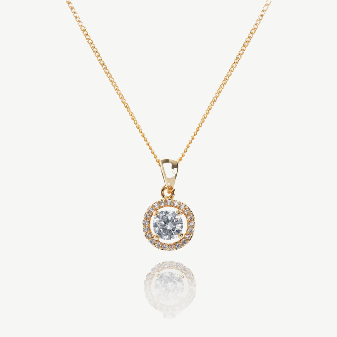 Collier de mariée Balmoral solitaire zircon doré