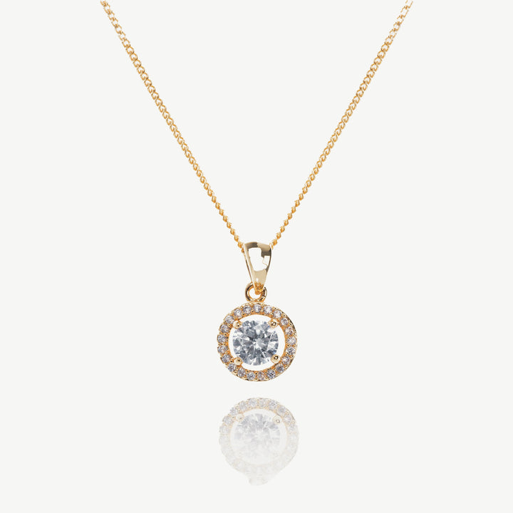 Collier de mariée Balmoral solitaire zircon doré
