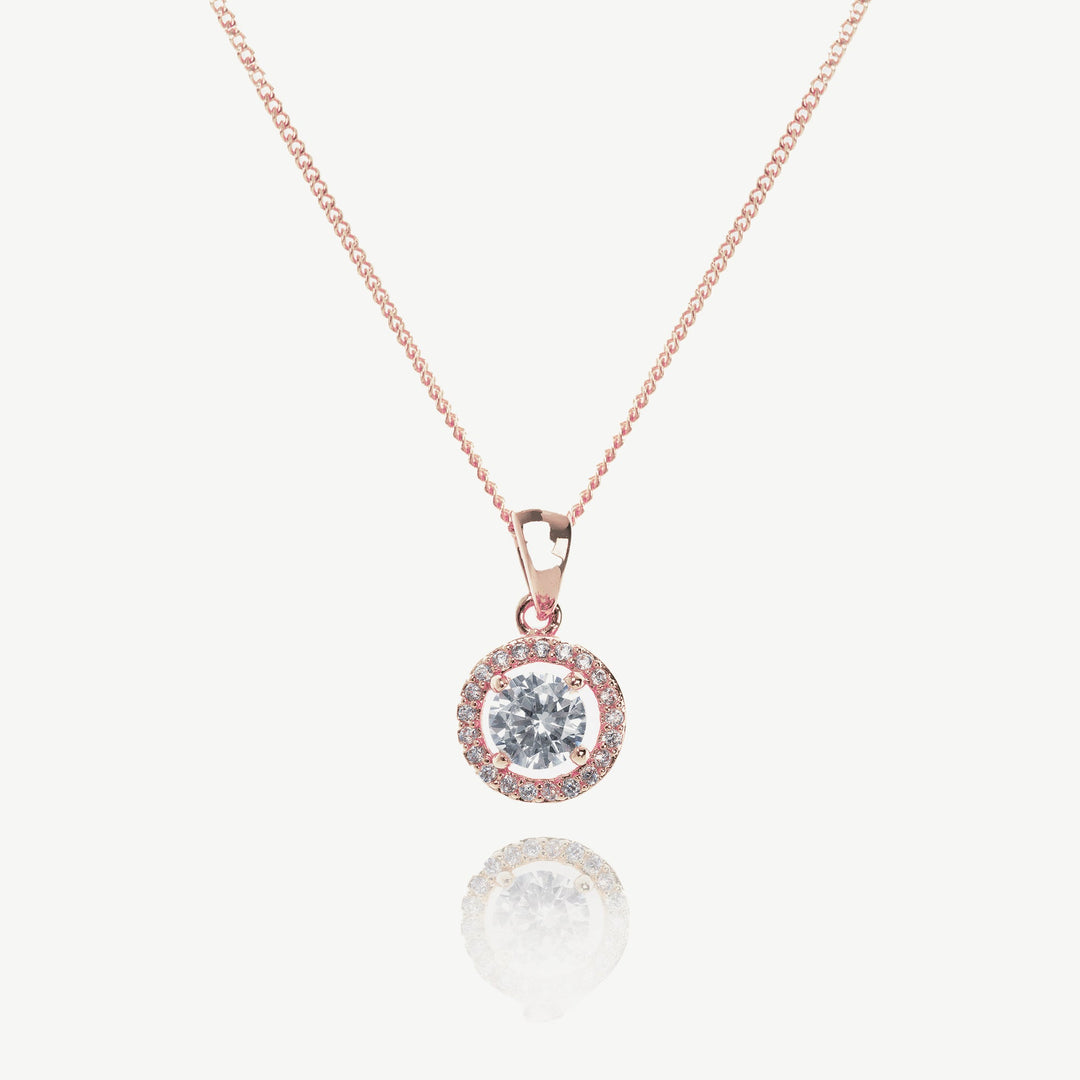 Collier de mariée Balmoral solitaire zircon or rose