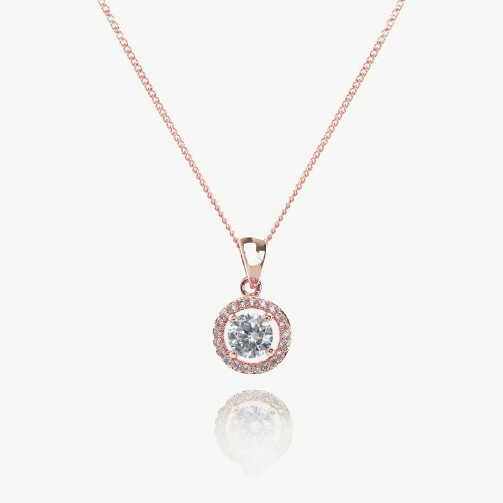 Collier de mariée Balmoral solitaire zircon or rose