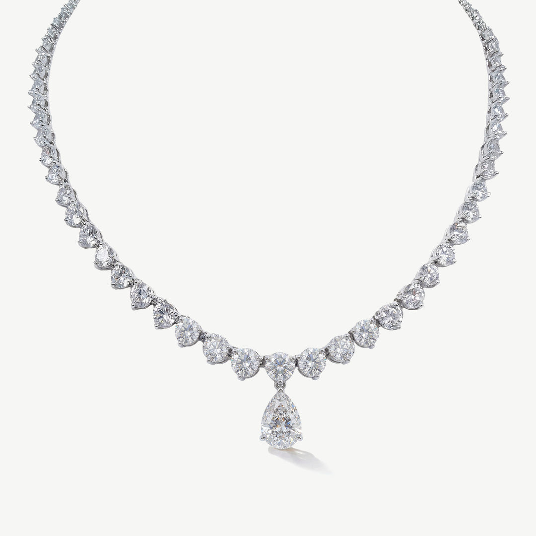 Collier de mariée Imperial goutte de zircons rhodium