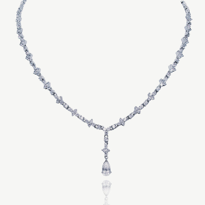 Collier de mariée Kensington zircons dessin vintage rhodium