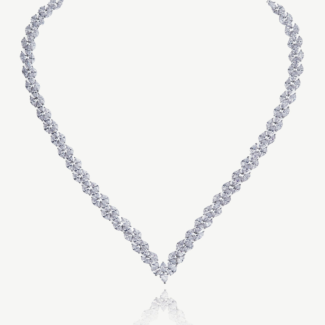Collier de mariée Lincoln chevrons de zircons rhodium