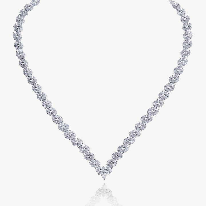 Collier de mariée Lincoln chevrons de zircons rhodium