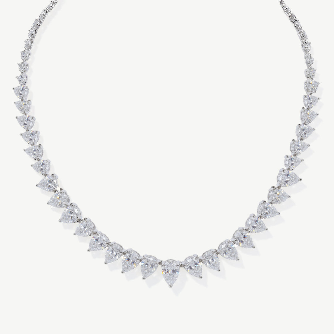 Collier de mariée Manhattan zircons taille poire rhodium