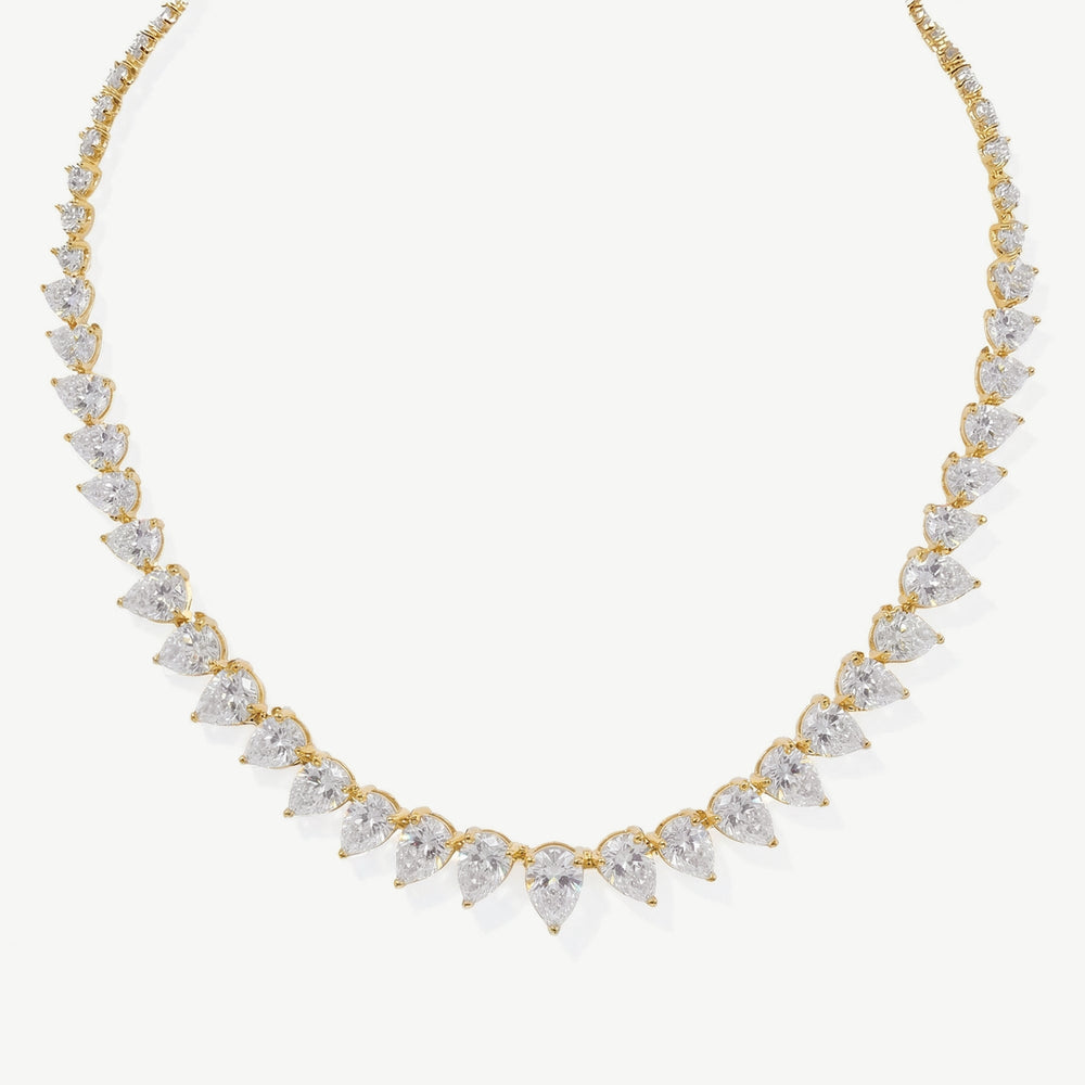 Collier de mariée Manhattan zircons taille poire doré