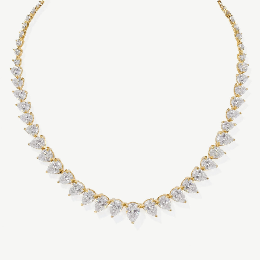 Collier de mariée Manhattan zircons taille poire doré