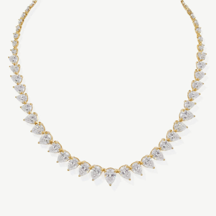 Collier de mariée Manhattan zircons taille poire doré
