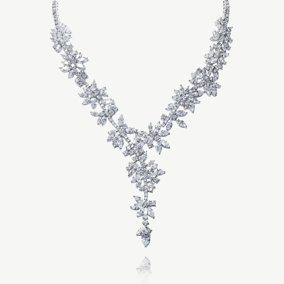 Collier de mariée Nuit Étoilée zircons marquise rhodium